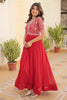 Fascinating Red Embroidered Georgette Wedding Wear Gown