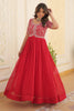 Fascinating Red Embroidered Georgette Wedding Wear Gown