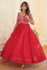 Fascinating Red Embroidered Georgette Wedding Wear Gown