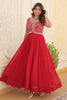 Fascinating Red Embroidered Georgette Wedding Wear Gown