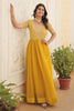 Bewitching Yellow Embroidered Georgette Haldi Wear Gown