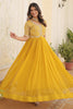 Bewitching Yellow Embroidered Georgette Haldi Wear Gown