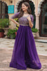 Fabulous Purple Embroidered Georgette Wedding Wear Gown