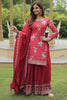 Amazing Maroon Sequins Chinon Function Wear Palazzo Suit With Dupatta