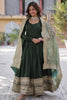 Surprising Green Embroidered Vichitra Silk Mehendi Wear Gown