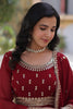 Awesome Maroon Zari Embroidered Georgette Wedding Wear Gown