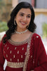 Awesome Maroon Zari Embroidered Georgette Wedding Wear Gown