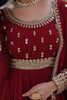 Awesome Maroon Zari Embroidered Georgette Wedding Wear Gown