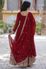 Awesome Maroon Zari Embroidered Georgette Wedding Wear Gown