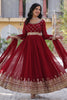 Awesome Maroon Zari Embroidered Georgette Wedding Wear Gown