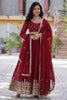 Awesome Maroon Zari Embroidered Georgette Wedding Wear Gown