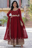 Awesome Maroon Zari Embroidered Georgette Wedding Wear Gown