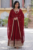 Awesome Maroon Zari Embroidered Georgette Wedding Wear Gown