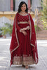 Awesome Maroon Zari Embroidered Georgette Wedding Wear Gown