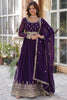 Dazzling Purple Sequins Georgette Reception Wear Gown With Dupatta