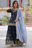 Attractive Blue Sequins Georgette Festival Wear Sharara Suit