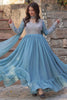 Beautiful Sky-Blue Beads Work Georgette Traditional Gown With Dupatta
