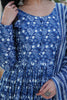 Stunning Blue Digital Printed Cotton Casual Wear Gown With Dupatta