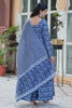 Stunning Blue Digital Printed Cotton Casual Wear Gown With Dupatta