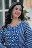Stunning Blue Digital Printed Cotton Casual Wear Gown With Dupatta