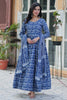 Stunning Blue Digital Printed Cotton Casual Wear Gown With Dupatta