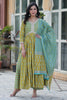 Beautiful Mustard Yellow Printed Cotton Pant Suit With Dupatta