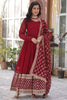 Fabulous Maroon Georgette Festival Wear Gown With Dupatta