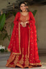 Wonderful Red Sequins Georgette Function Wear Gown With Dupatta