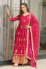 Ravishing Pink Zari Embroidery Georgette Event Wear Gown With Dupatta