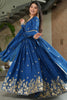 Beautiful Blue Zari Embroidered Chinon Gown With Dupatta