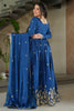 Beautiful Blue Zari Embroidered Chinon Gown With Dupatta