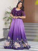 Wonderful Purple Beads Work Georgette Festive Wear Gown