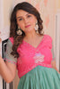 Dazzling Pink Bead Embroidery Organza Party Wear Gown