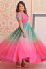 Dazzling Pink Bead Embroidery Organza Party Wear Gown