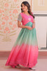 Dazzling Pink Bead Embroidery Organza Party Wear Gown