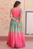 Dazzling Pink Bead Embroidery Organza Party Wear Gown