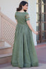 Luxury Green Embroidered Organza Event Wear Gown With Koti
