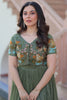 Luxury Green Embroidered Organza Event Wear Gown With Koti