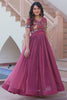 Graceful Pink Thread Embroidered Organza Event Wear Gown With Koti