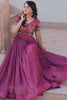 Graceful Pink Thread Embroidered Organza Event Wear Gown With Koti