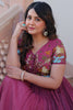 Graceful Pink Thread Embroidered Organza Event Wear Gown With Koti