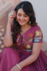 Graceful Pink Thread Embroidered Organza Event Wear Gown With Koti