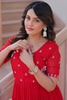 Glamorous Red Embroidered Georgette Event Wear Gown