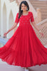 Glamorous Red Embroidered Georgette Event Wear Gown