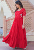Glamorous Red Embroidered Georgette Event Wear Gown