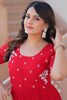 Glamorous Red Embroidered Georgette Event Wear Gown