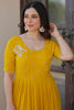 Mesmerizing Yellow Embroidered Georgette Haldi Wear Gown