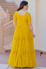 Mesmerizing Yellow Embroidered Georgette Haldi Wear Gown