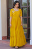 Mesmerizing Yellow Embroidered Georgette Haldi Wear Gown