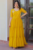 Mesmerizing Yellow Embroidered Georgette Haldi Wear Gown